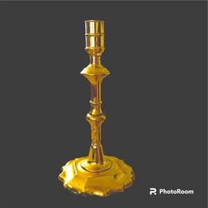 Baldwin Smithsonian VNTG Polished Solid Brass  Candle Holder Late 20th Cent 11x5